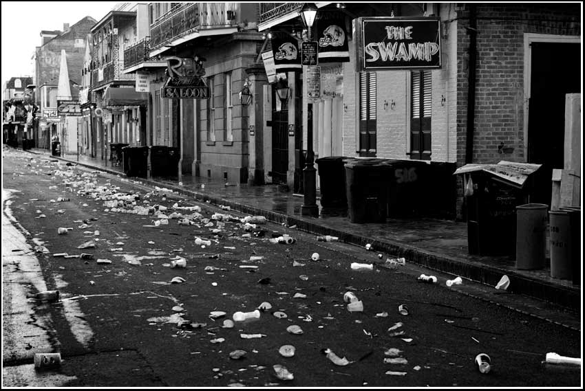 plastic drink containers litter Bourbon Street