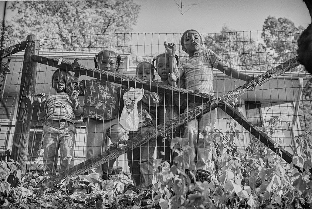 children at fence