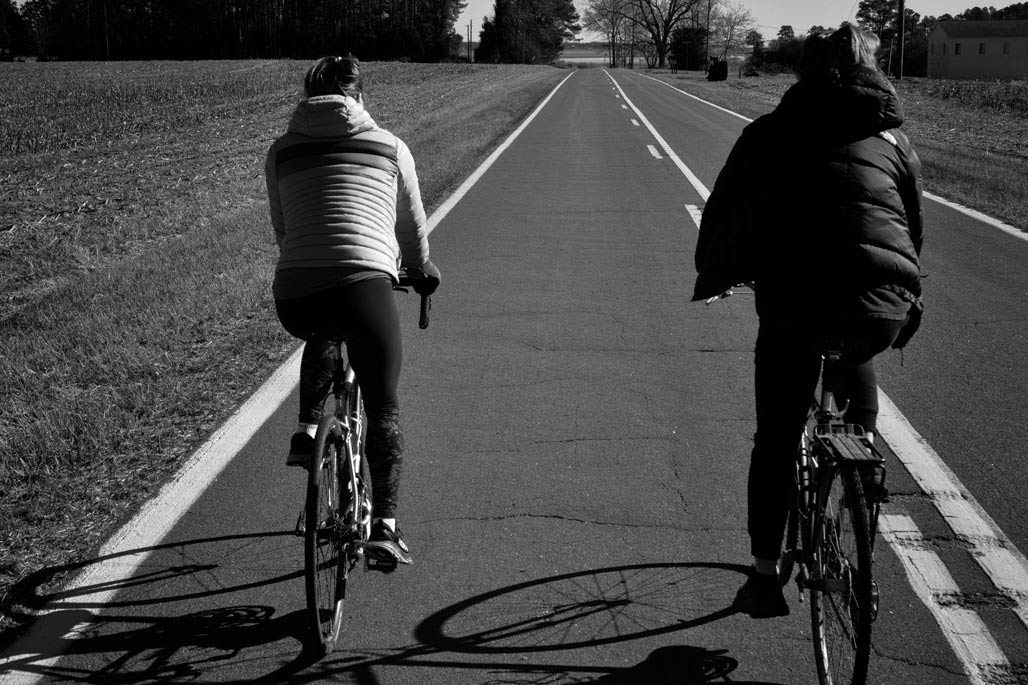 biking in the highway